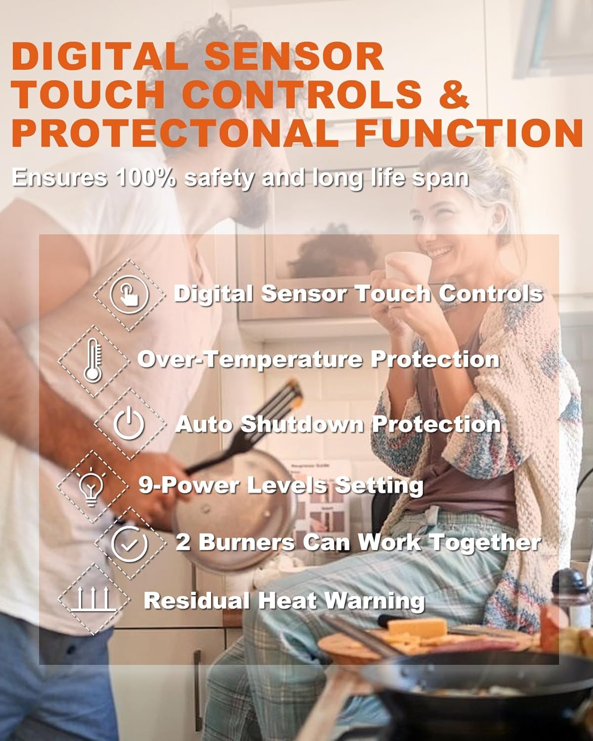 Weceleh 12-inch Induction Cooktop - 2 Burners 3300W Child Safety Timer