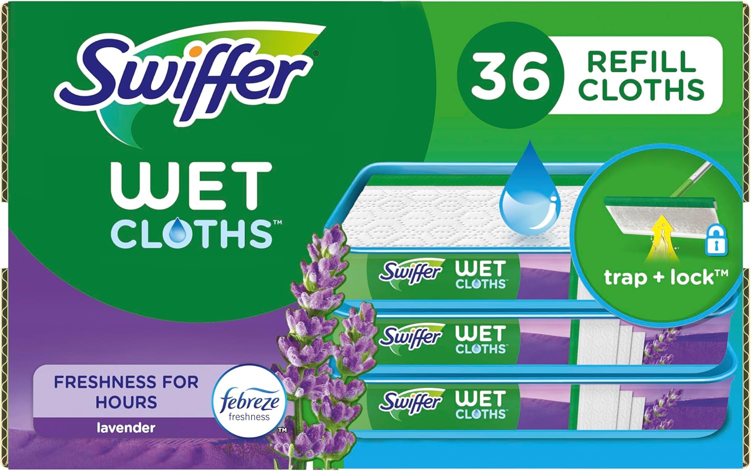 Swiffer Sweeper Wet Mopping Cloth 36 Count Febreze Lavender Scent