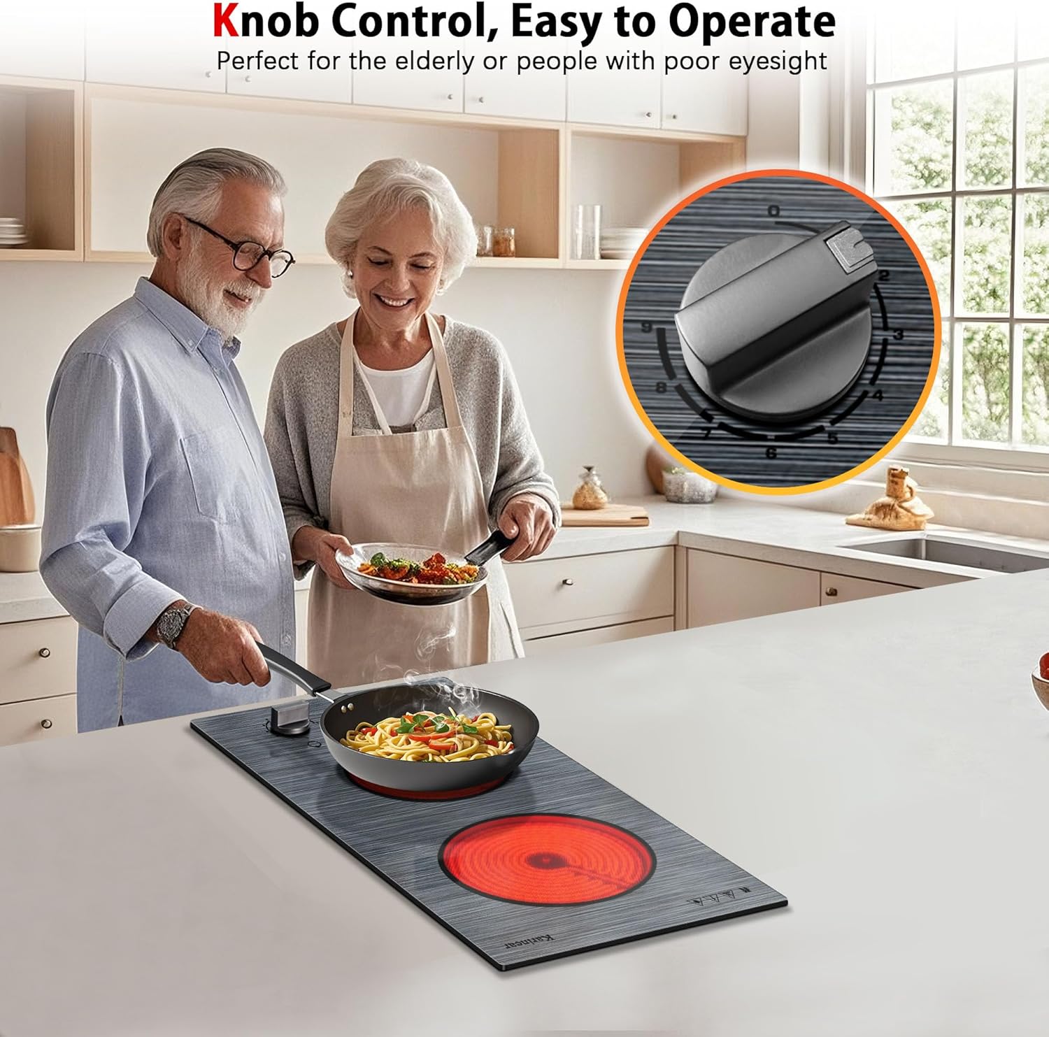 KarinAr 2-Burner Electric Cooktop Plug Play