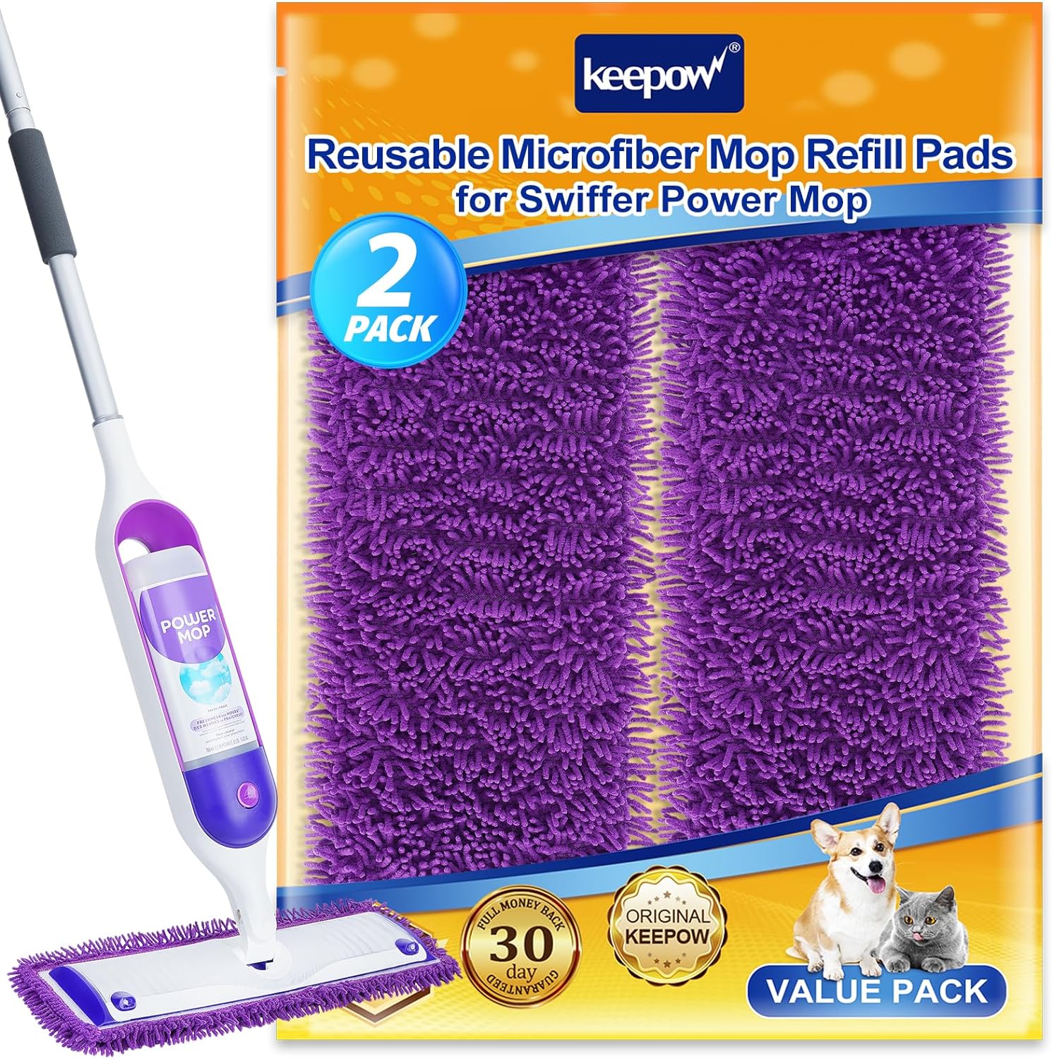 KEEPOW Reusable Power Mop Pads