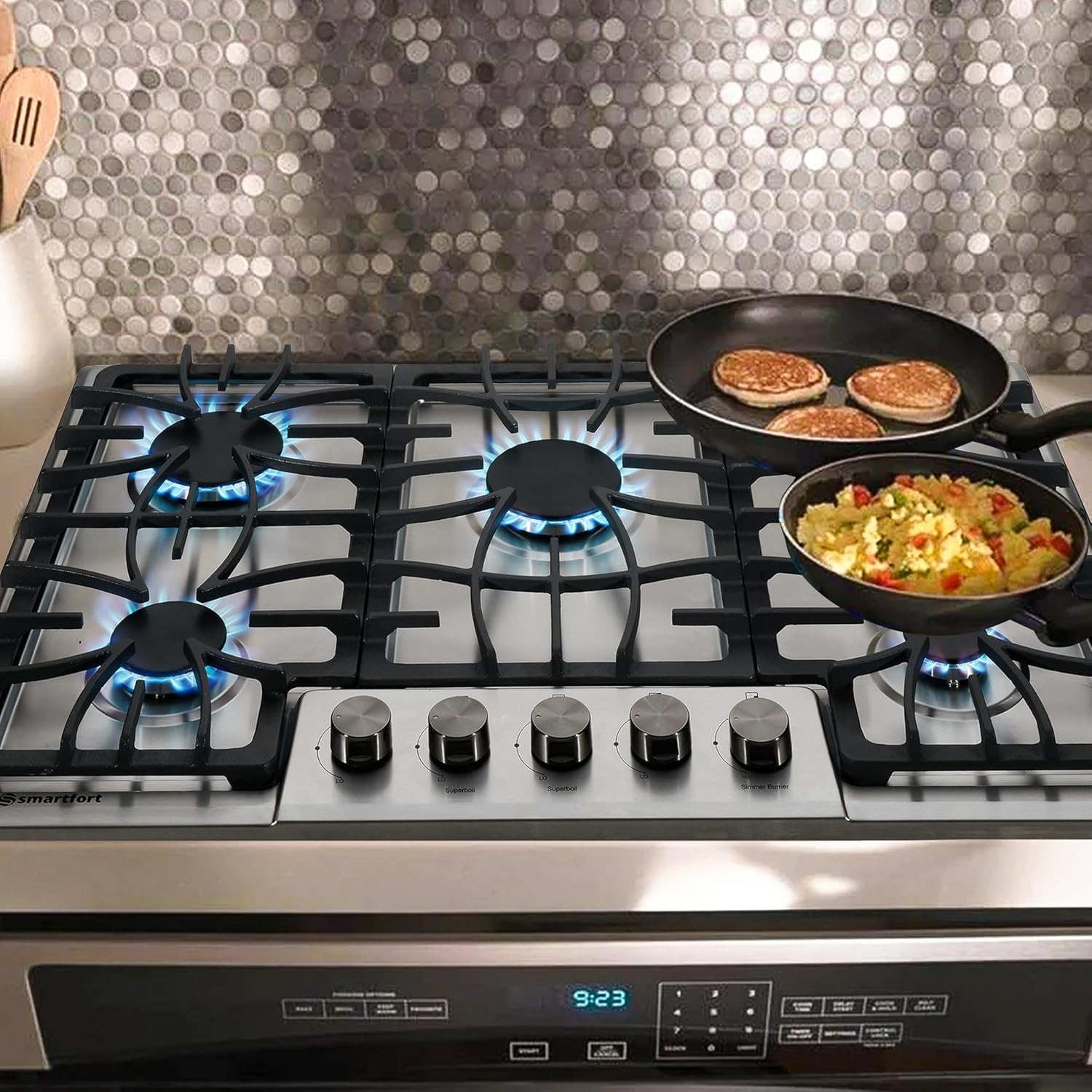 5-Burner Gas Cooktop High Power Dual Fuel with Thermocouple Protection