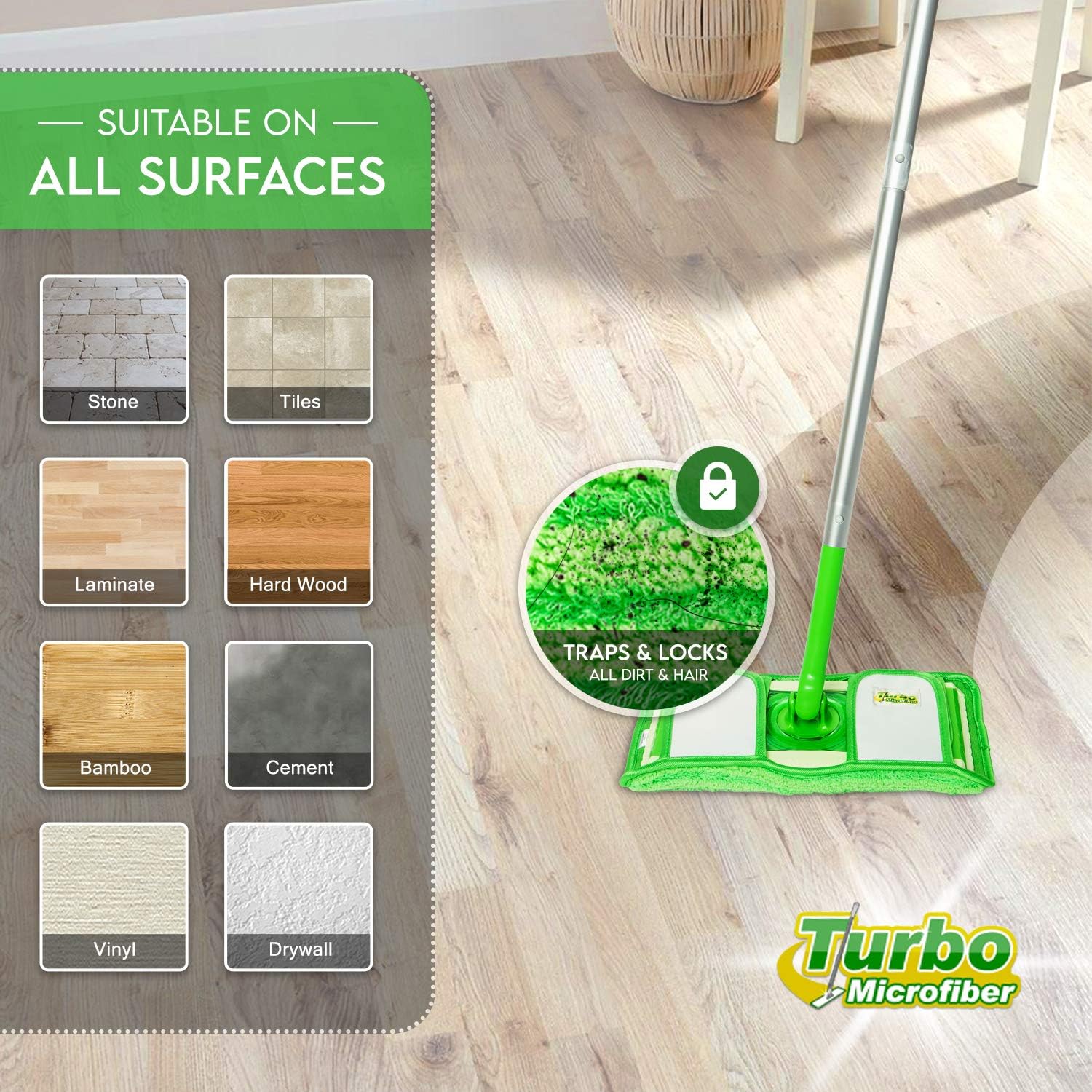 Reusable Pads for Swiffer Mops - Microfiber Washable Eco-Friendly - 12