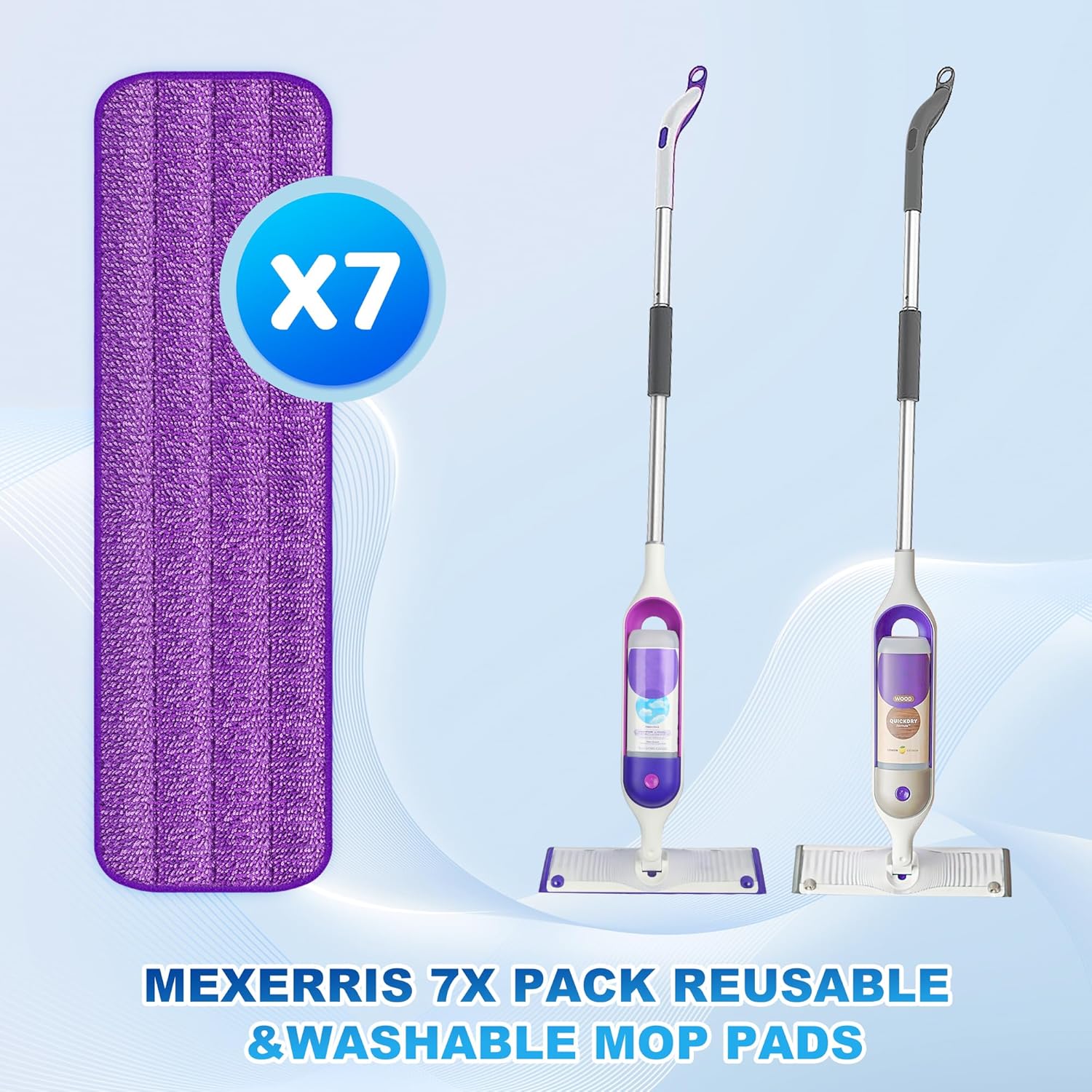 Reusable Microfiber Mop Pads for Swiffer PowerMop - 7Pack MEXERRIS