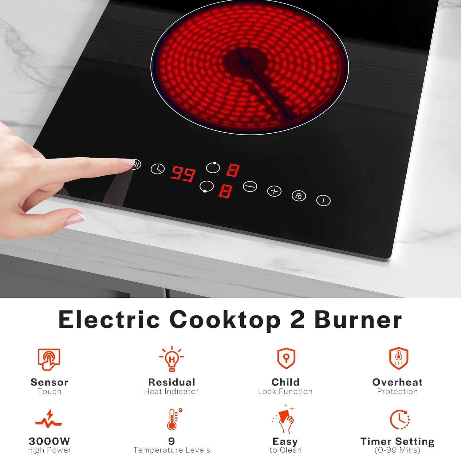 Empava 2-Burner Built-In Cooktop 3000W Black