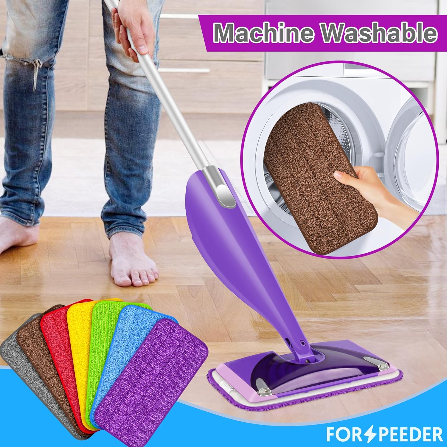 FORSPEEDER Reusable Wet Jet Mop Pads
