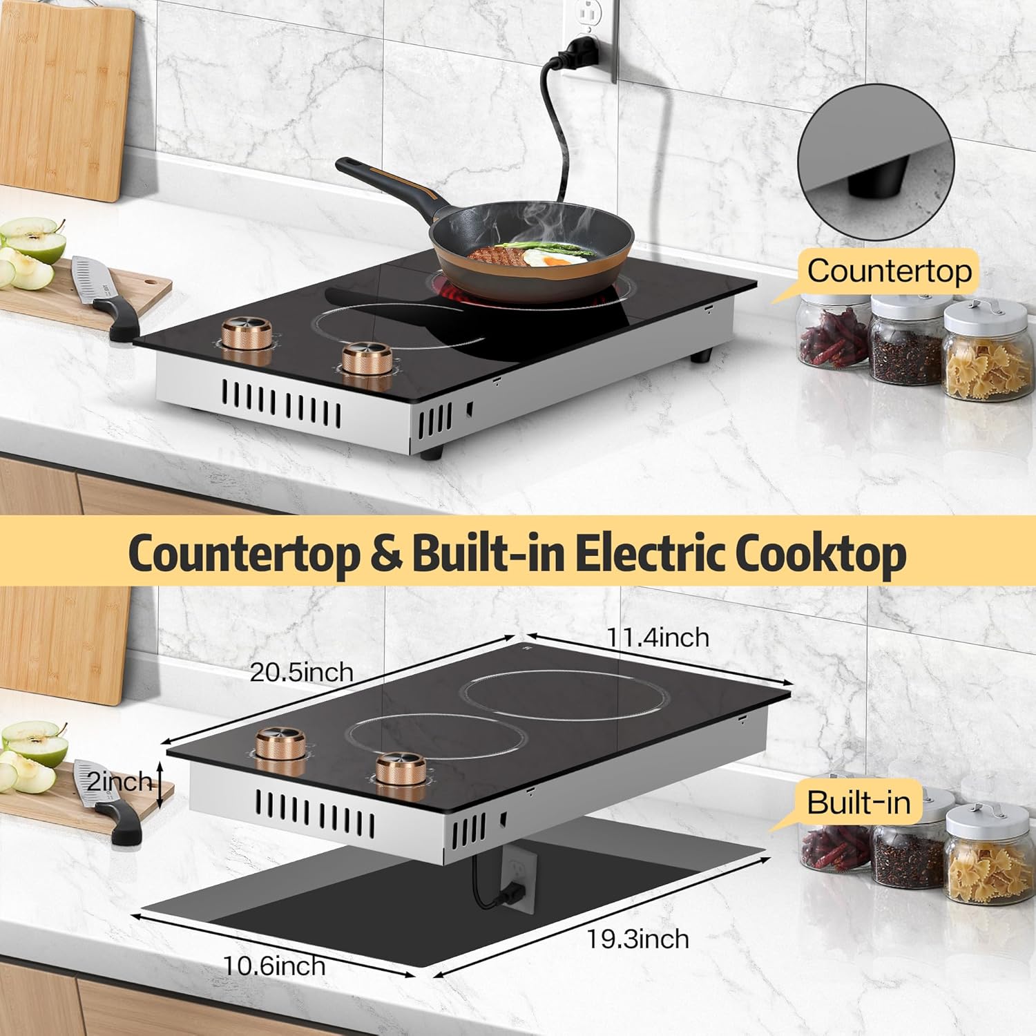 2-Burner Electric Cooktop Ceramic Surface 12-inch Size