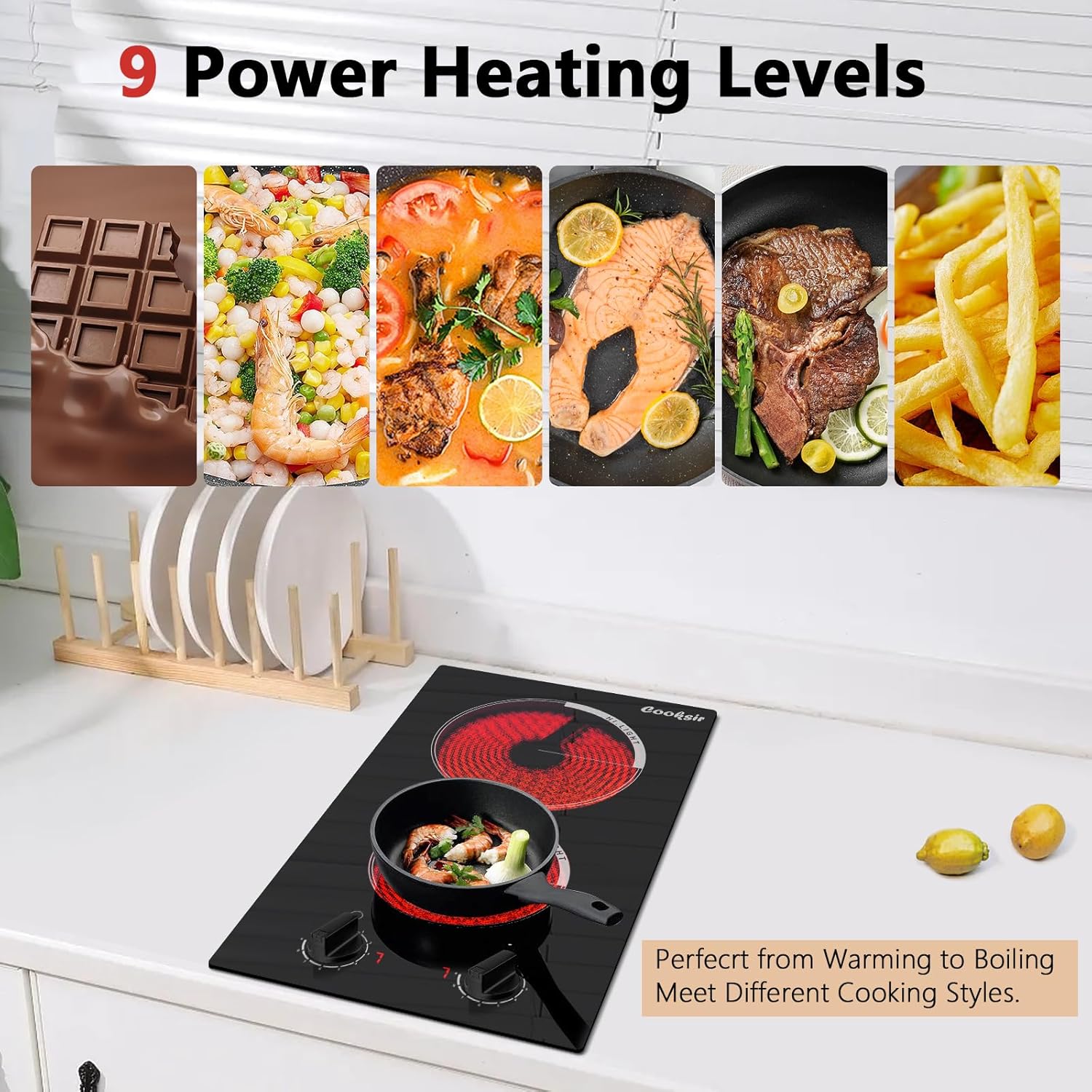 110V Professional 2-Burner Electric Cooktop - Durable Efficient
