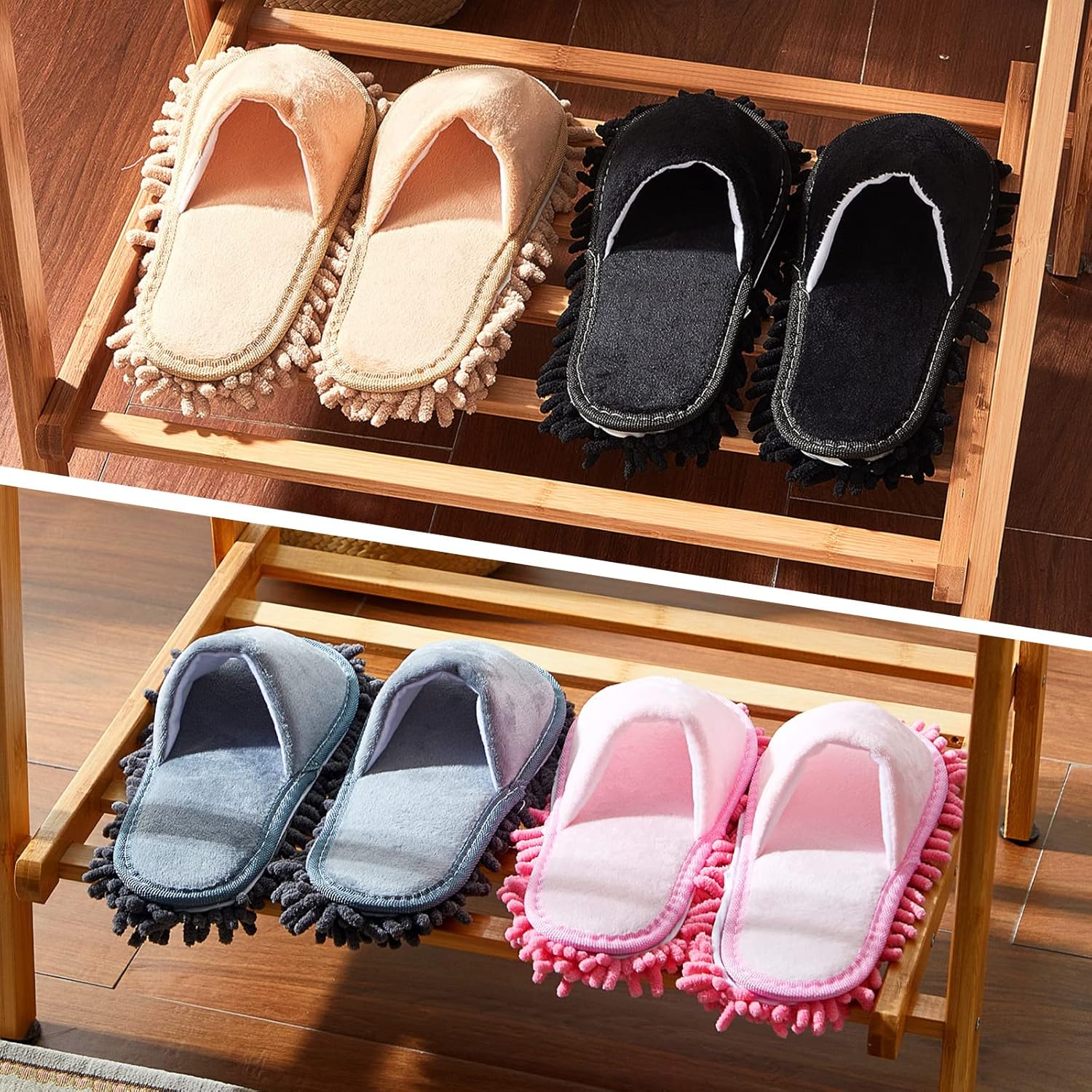 Jecery 4-Pair Washable Mop Slippers