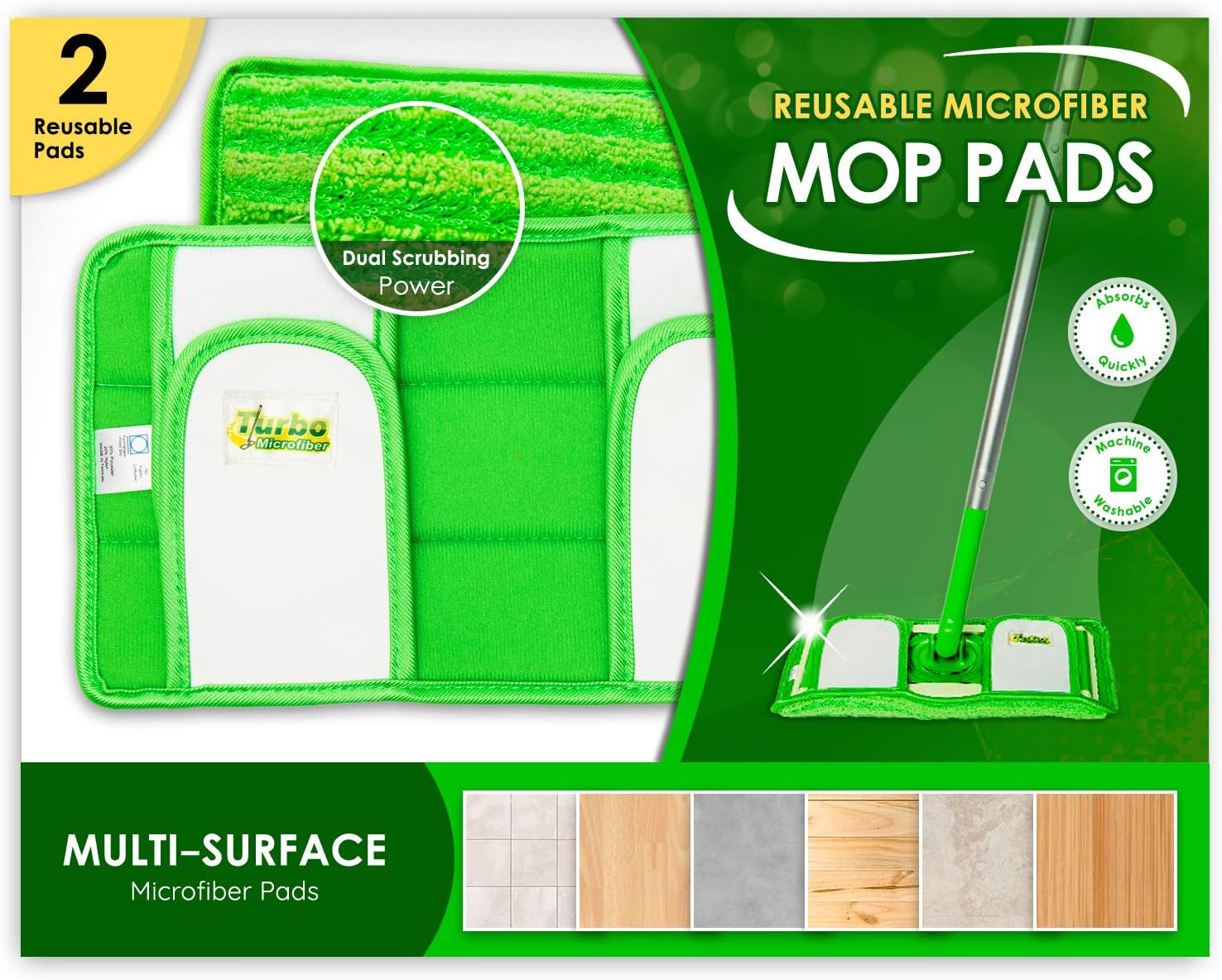 Reusable Pads for Swiffer Mops - Microfiber Washable Eco-Friendly - 12