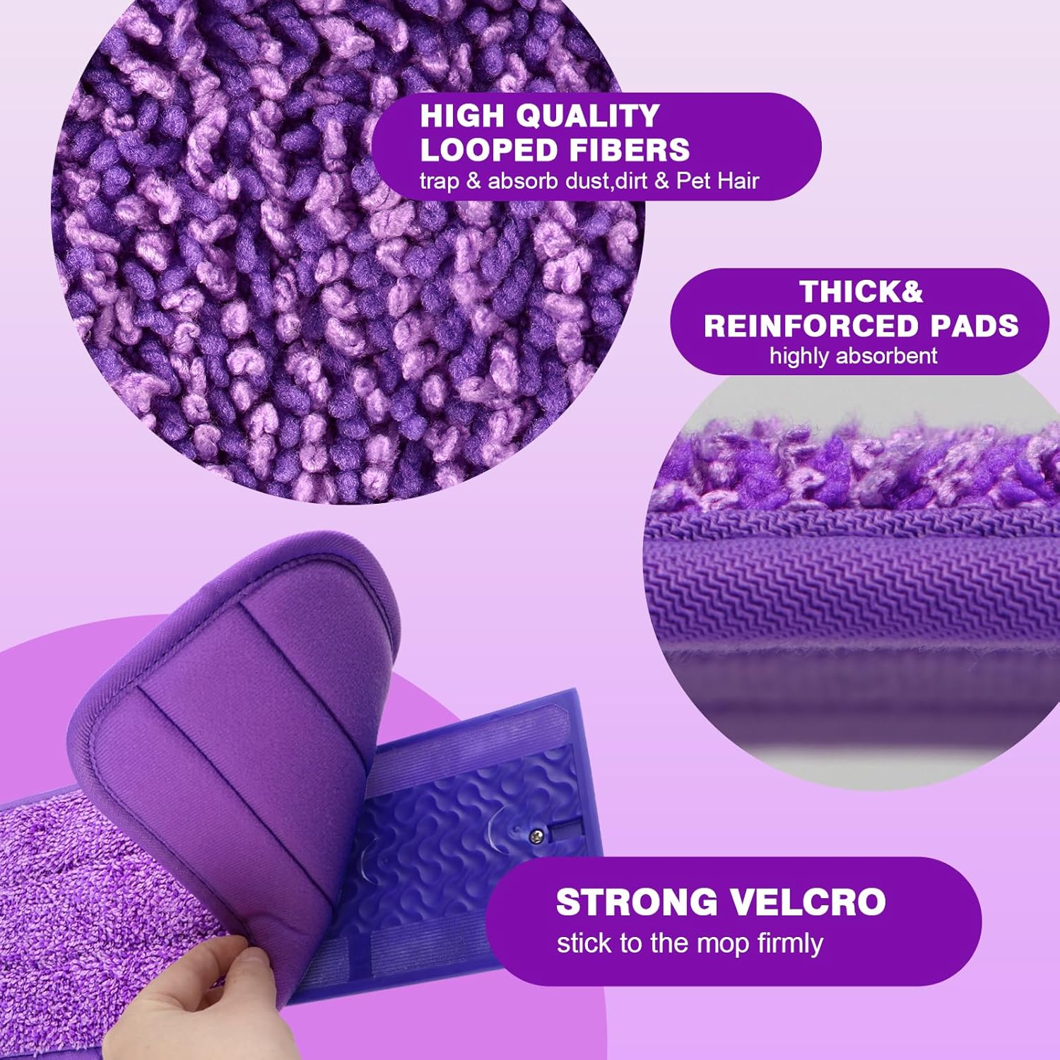 HOMEXCEL Reusable Microfiber Mop Pads for Swiffer PowerMop 8-Pack Machine Washable