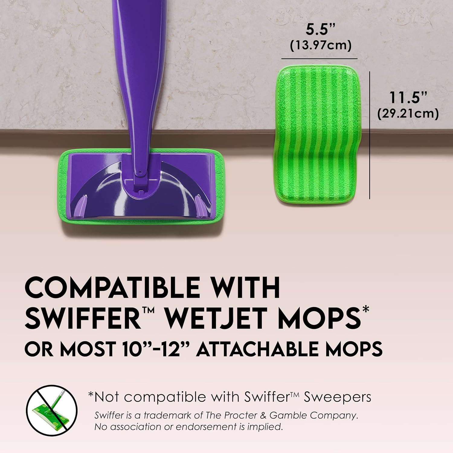 Eco-Friendly Swiffer WetJet Compatible Mop Pads 2-Pack - Reusable Machine Washable