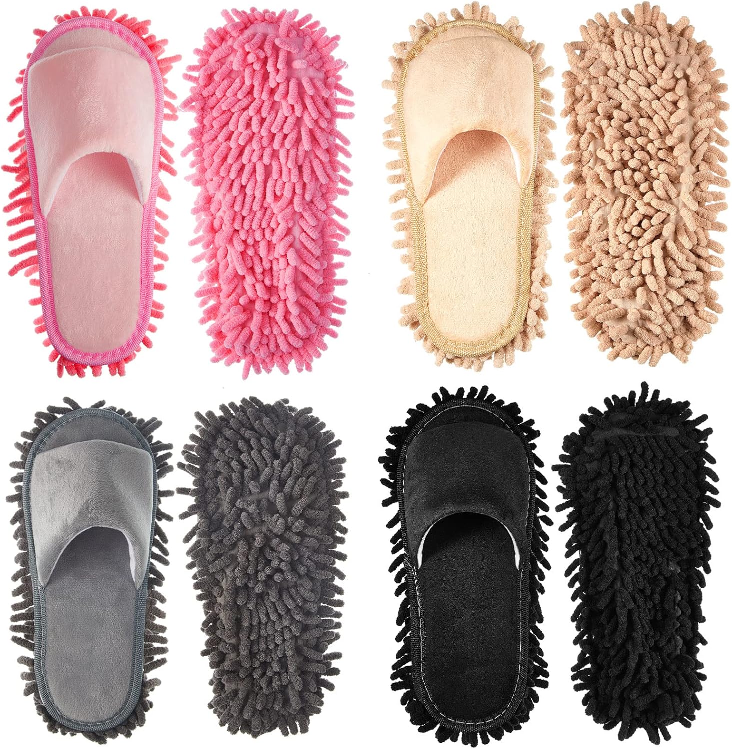 Jecery 4-Pair Washable Mop Slippers