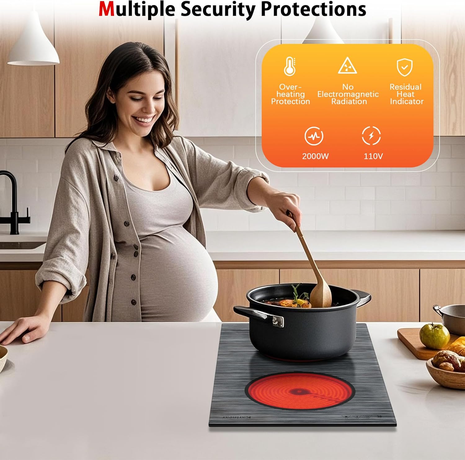 KarinAr 2-Burner Electric Cooktop Plug Play