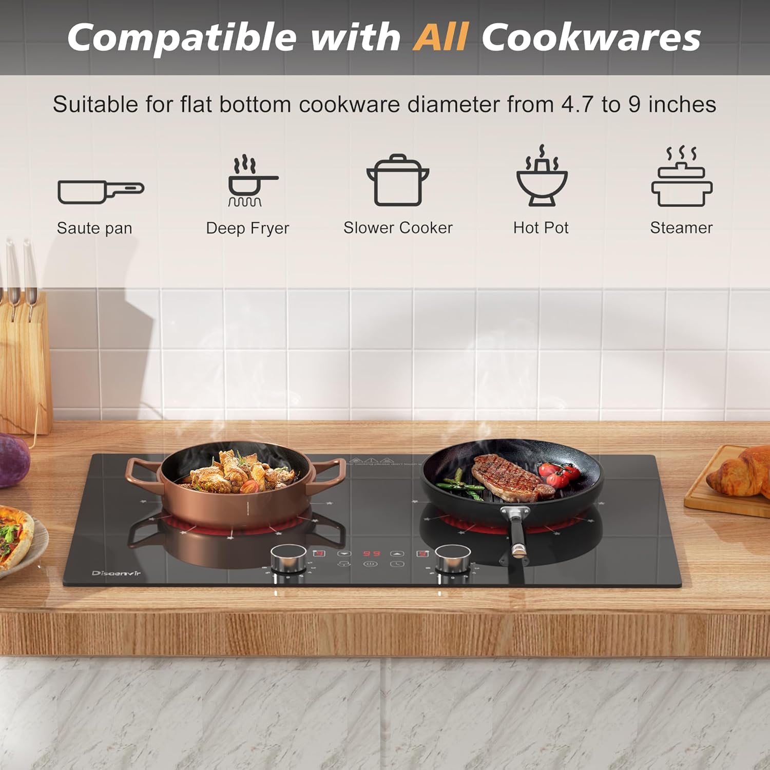 Powerful 2-Burner Electric Cooktop for Home RV Use