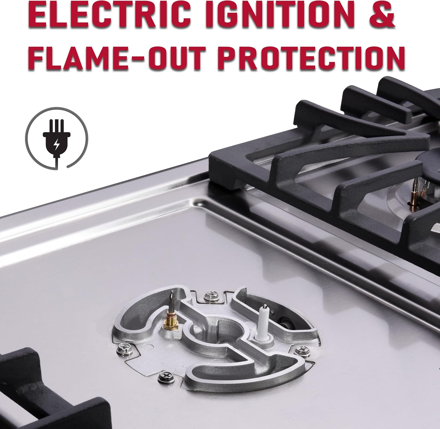 5-Burner Gas Cooktop High Power Dual Fuel with Thermocouple Protection