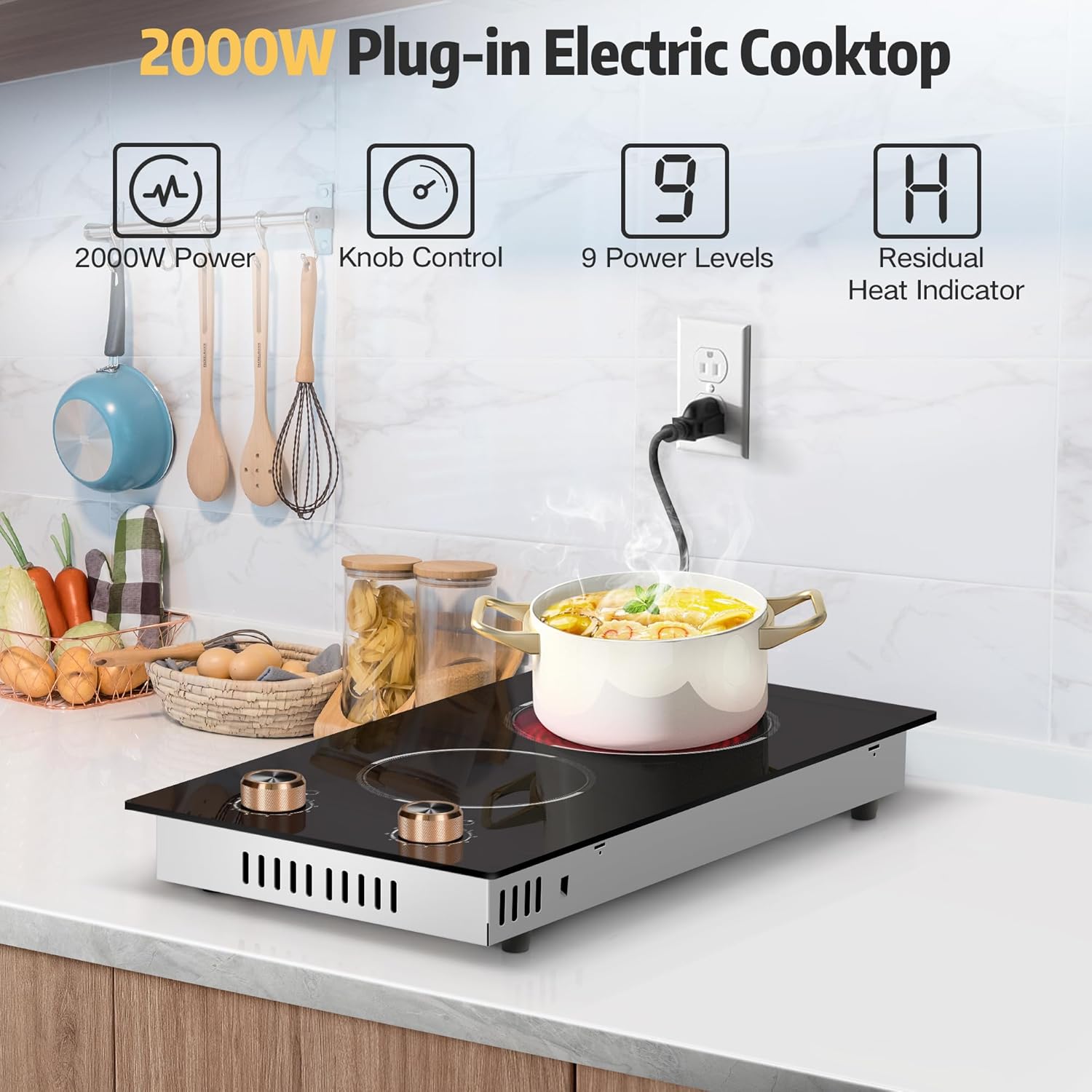 2-Burner Electric Cooktop Ceramic Surface 12-inch Size