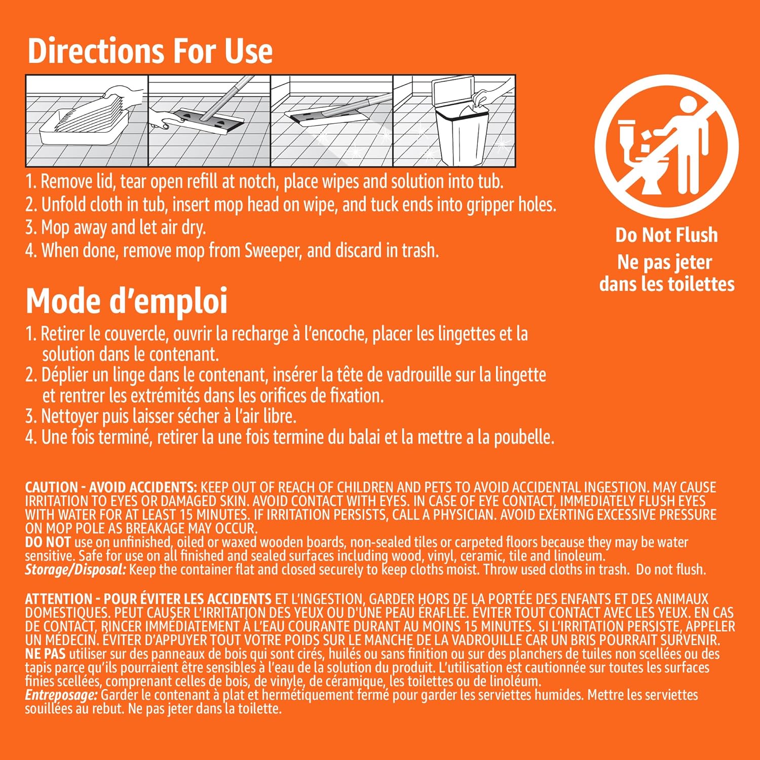 Amazon Basics Mop Heads Replacements - 12 Count Wet Mopping Cloth Refills