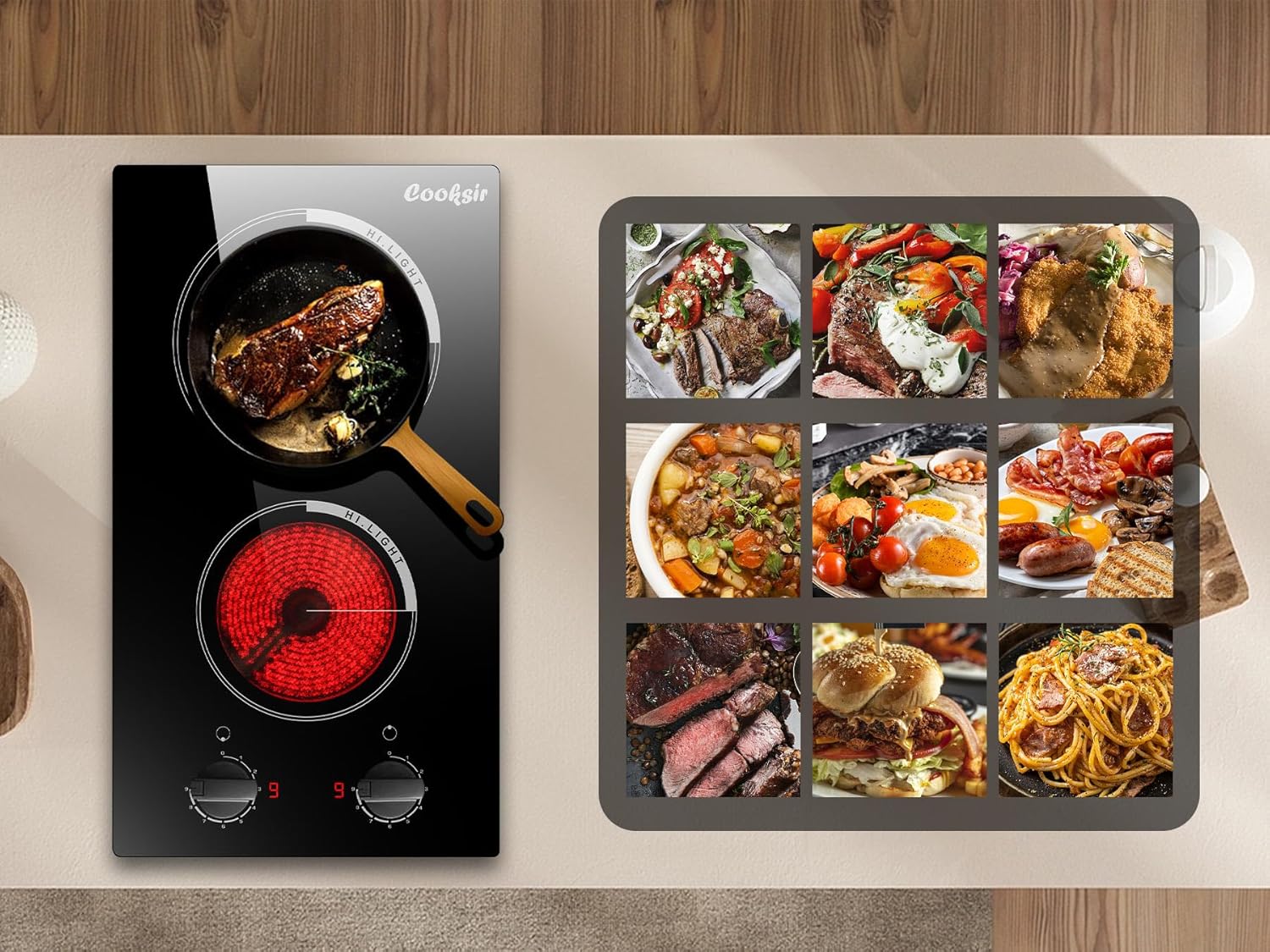 110V Professional 2-Burner Electric Cooktop - Durable Efficient