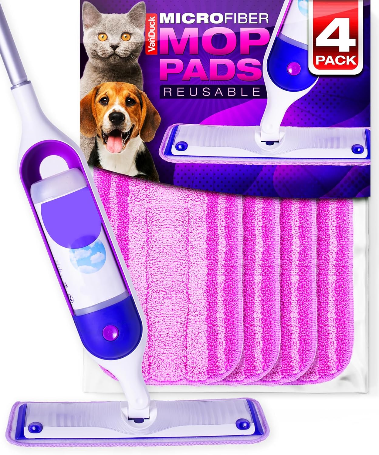 Reusable Mop Pads for Swiffer PowerMop 4-Pack