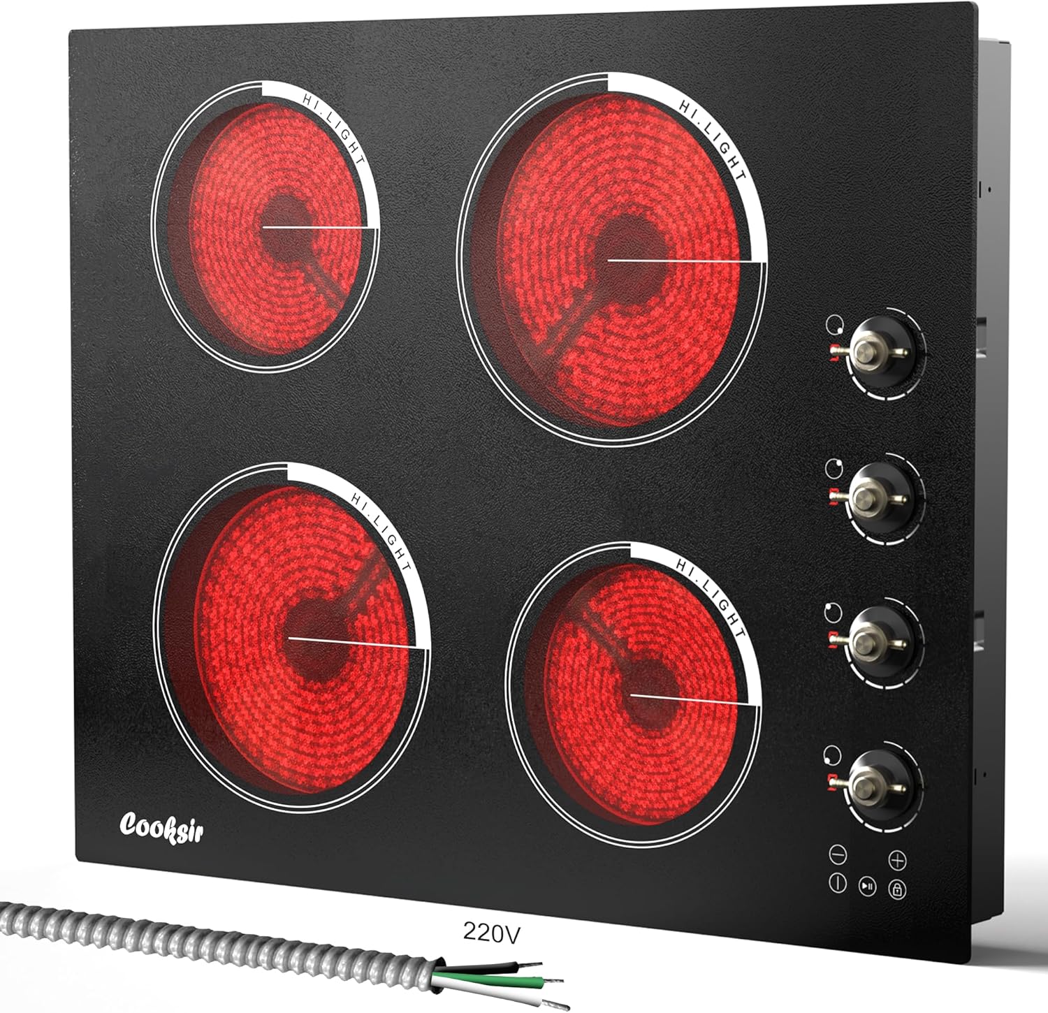 Safety-Enhanced 24-inch Electric Cooktop for 6000W Cooking