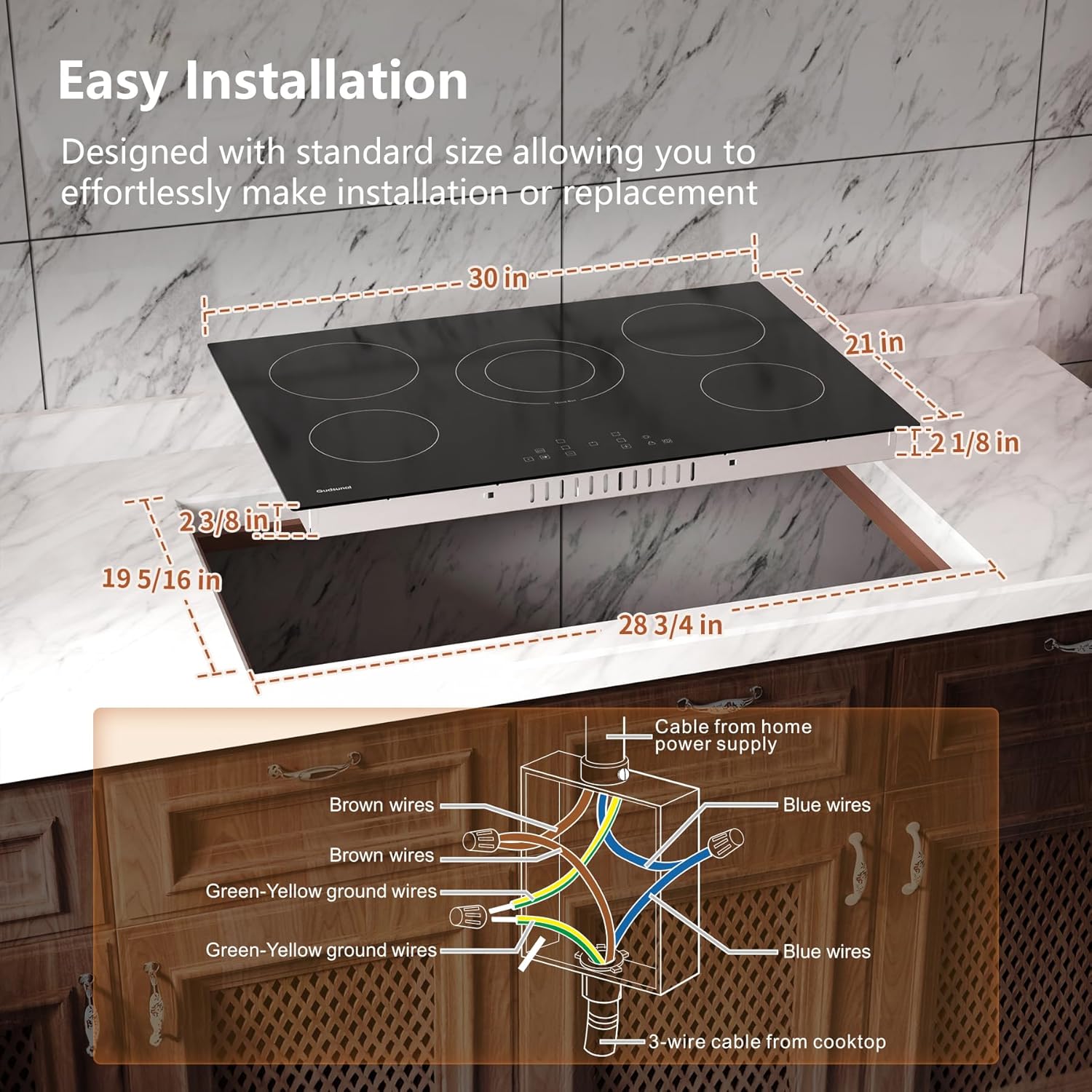30 Inch Electric Cooktop with 5 Burners