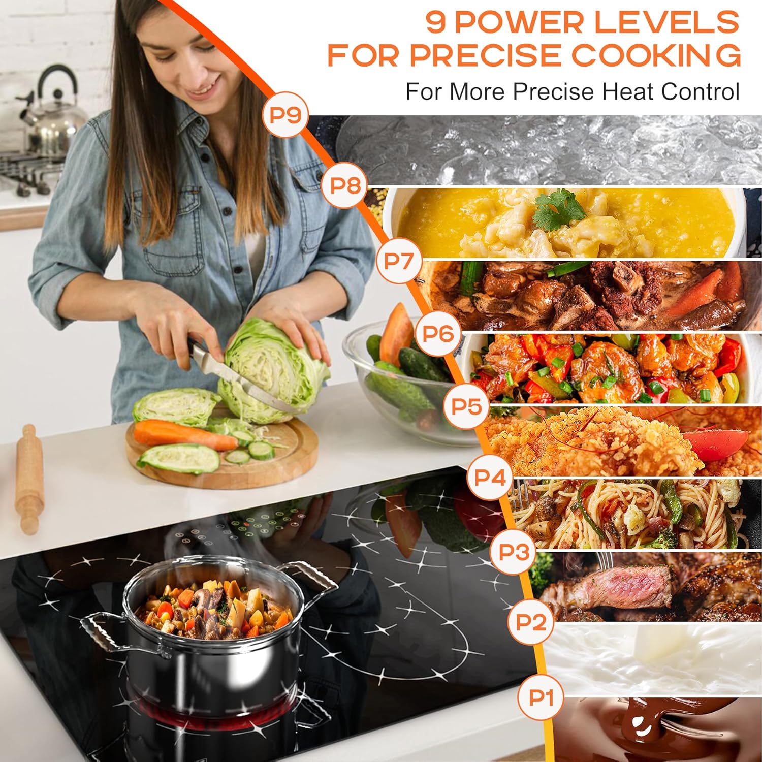 Modern 30-inch Electric Cooktop with Sensor Touch Control