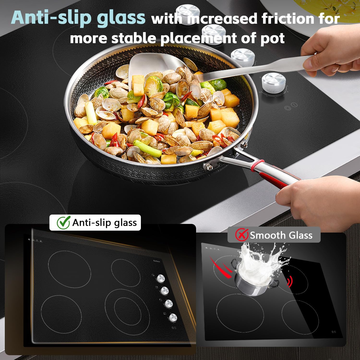 Powerful 30 Electric Cooktop Built-In Ceramic Surface
