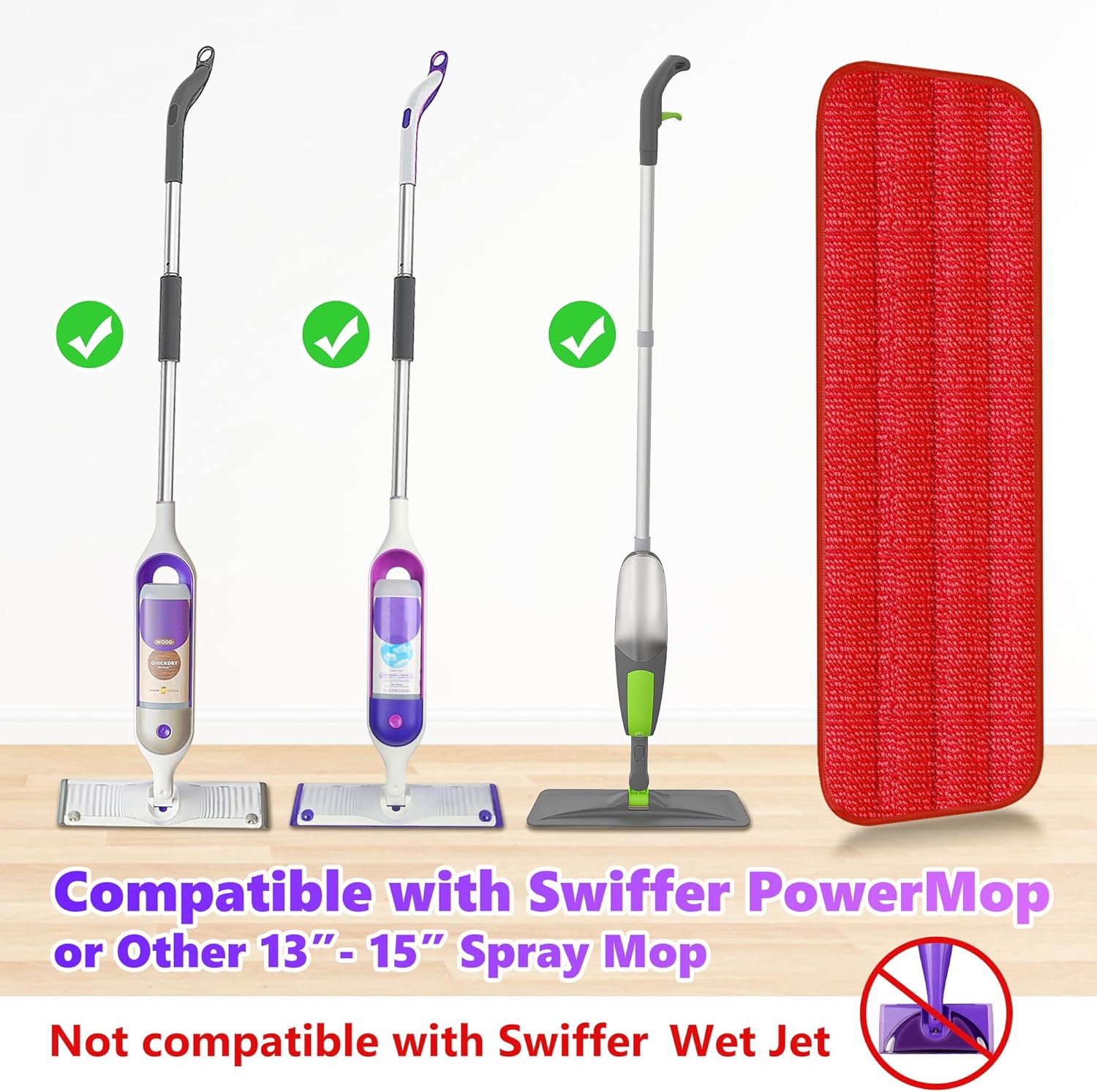 ILAVCOOL 6-Piece Reusable Microfiber Mop Pads