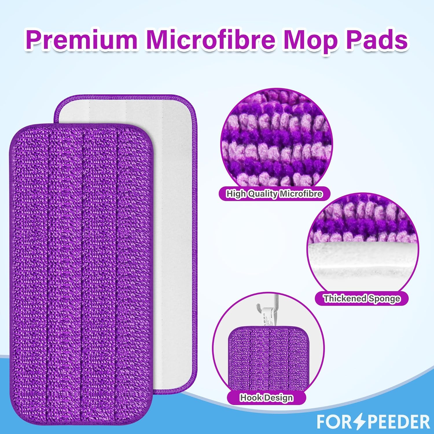 FORSPEEDER Reusable Wet Jet Mop Pads