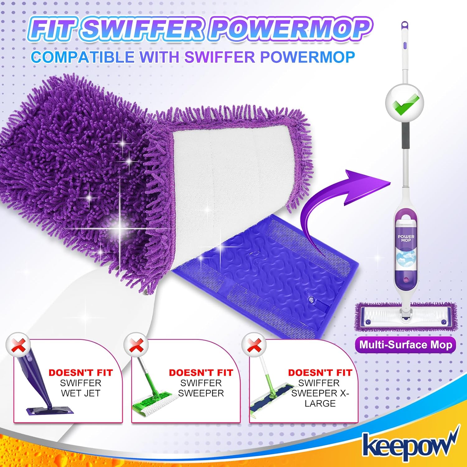 KEEPOW Reusable Power Mop Pads