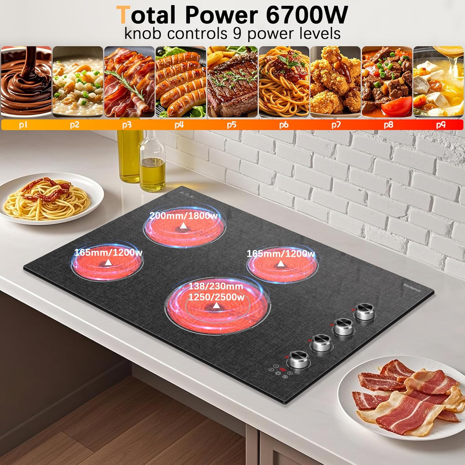 Compact 4-Burner Electric Cooktop