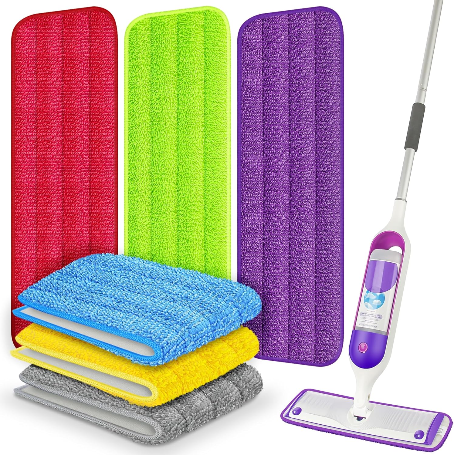 ILAVCOOL 6-Piece Reusable Microfiber Mop Pads