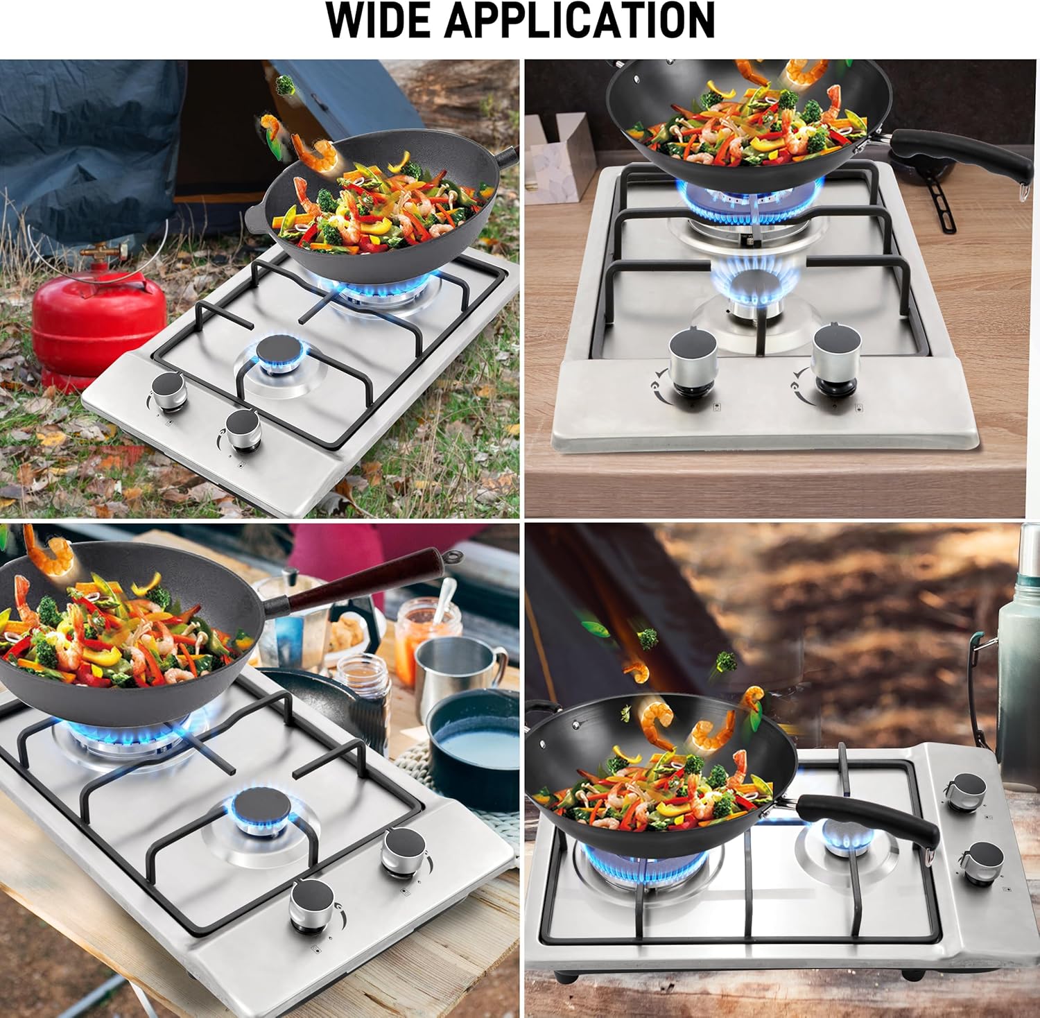 Stainless Steel 12 Gas Cooktop Dual Fuel Outdoor Use Easy to Clean