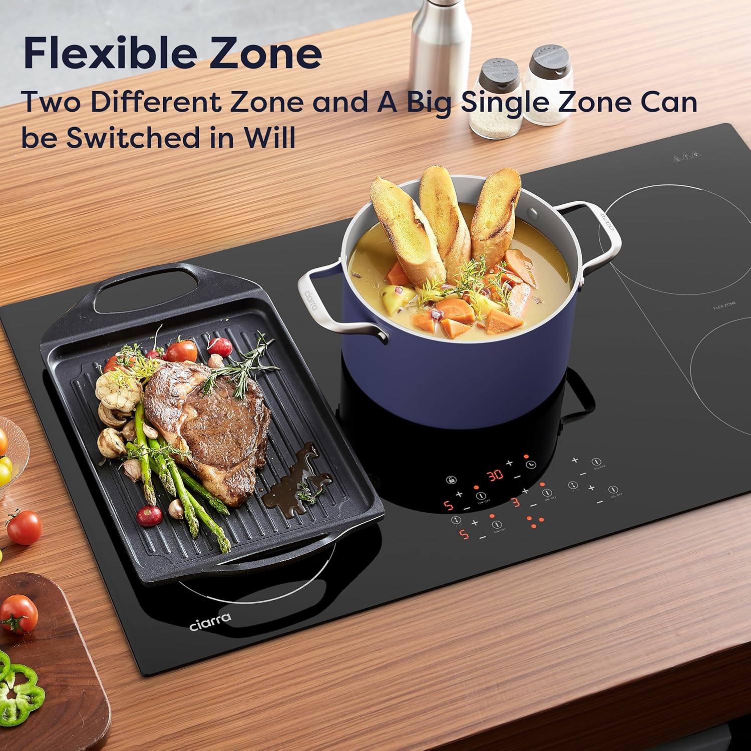 CIARRA 36-inch Induction Cooktop - Premium Build Dual Flexibility Power and Safety