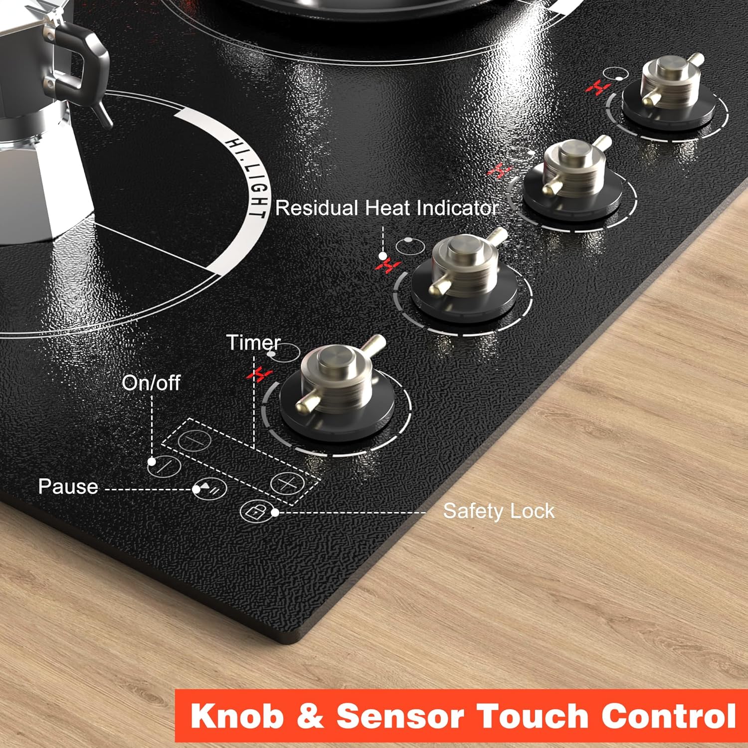 Safety-Enhanced 24-inch Electric Cooktop for 6000W Cooking