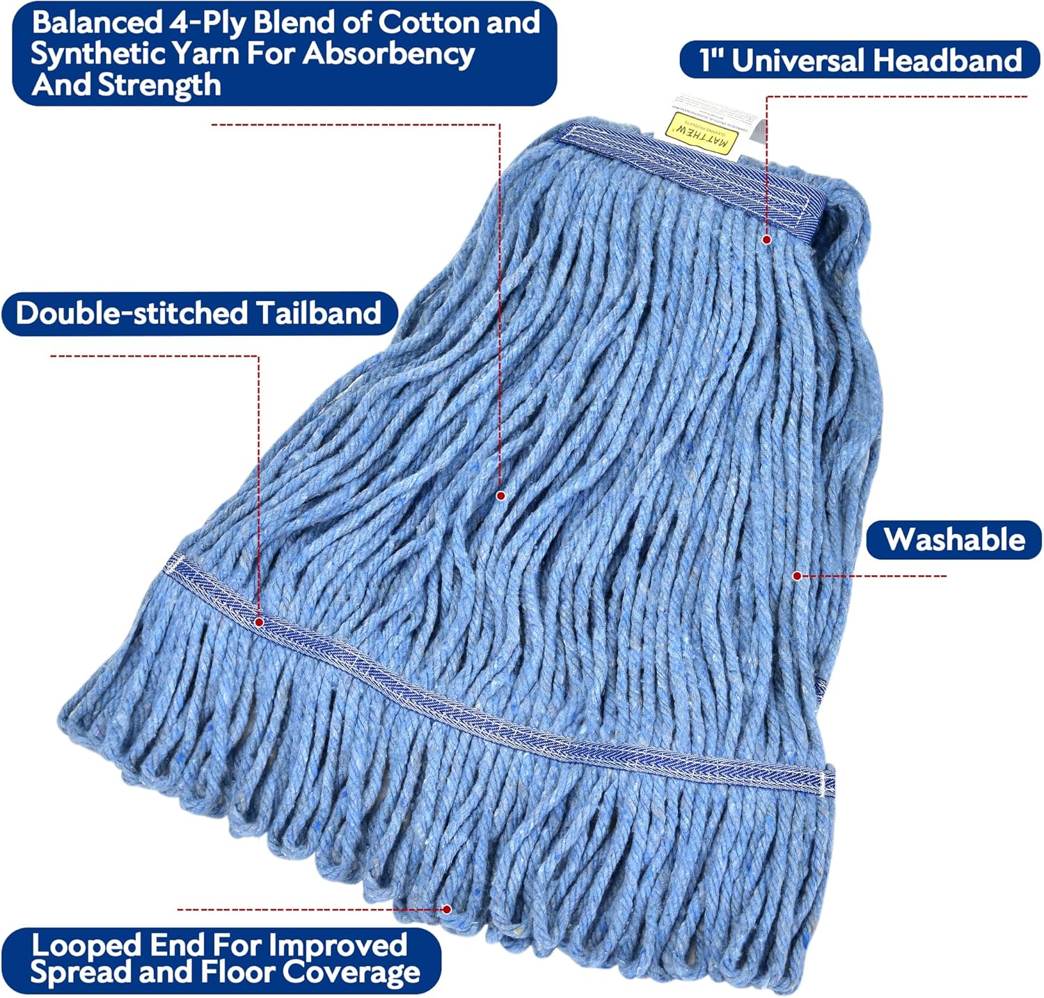 High-Quality Mop Head for Commercial Use Blue Cotton Loop