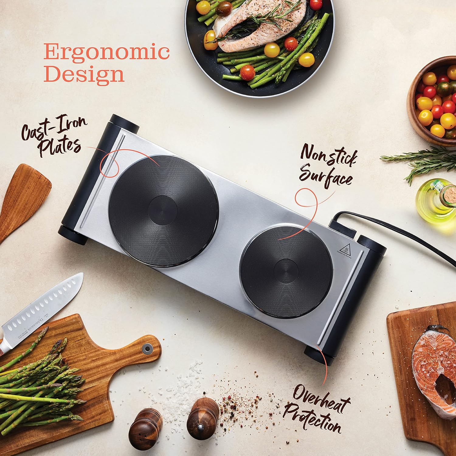 Powerful Electric Double Stovetop for Kitchen Use